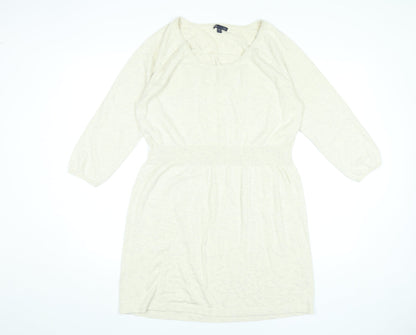 Gap Women’s Beige Jumper Dress L Knit Cotton Blend 3/4 Sleeve