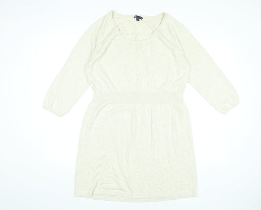 Gap Women’s Beige Jumper Dress L Knit Cotton Blend 3/4 Sleeve
