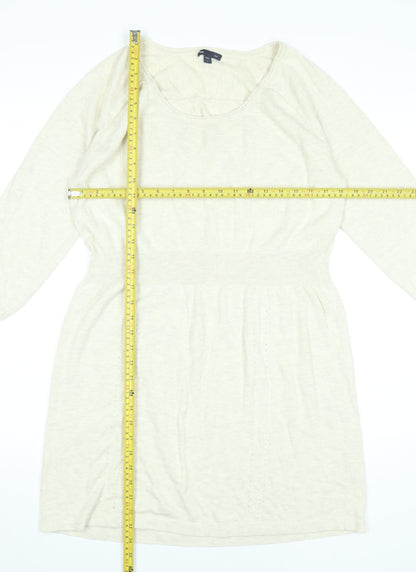 Gap Women’s Beige Jumper Dress L Knit Cotton Blend 3/4 Sleeve