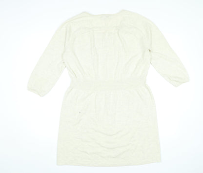 Gap Women’s Beige Jumper Dress L Knit Cotton Blend 3/4 Sleeve