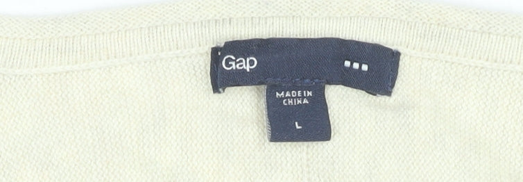 Gap Women’s Beige Jumper Dress L Knit Cotton Blend 3/4 Sleeve