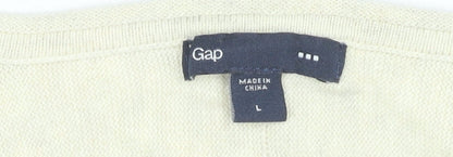 Gap Women’s Beige Jumper Dress L Knit Cotton Blend 3/4 Sleeve