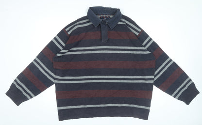 Marks and Spencer Mens 2XL Striped Long Sleeve Polo Shirt
