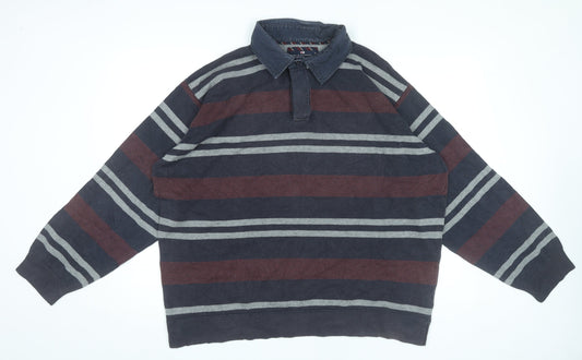 Marks and Spencer Mens 2XL Striped Long Sleeve Polo Shirt