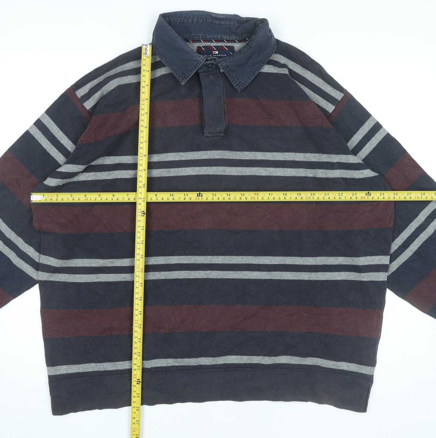 Marks and Spencer Mens 2XL Striped Long Sleeve Polo Shirt