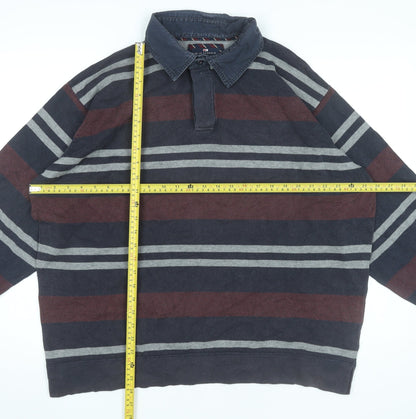 Marks and Spencer Mens 2XL Striped Long Sleeve Polo Shirt