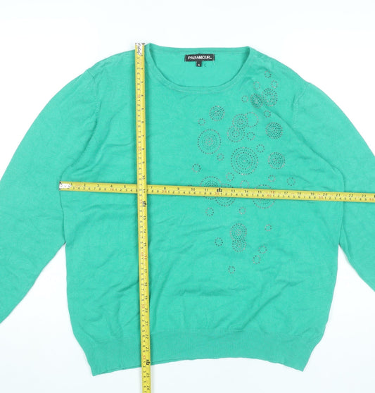 Womens UK Size XL Paramour Green Pullover Jumper