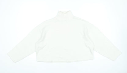 Zara Women’s Ivory Roll Neck Knit Jumper Size M Long Sleeve