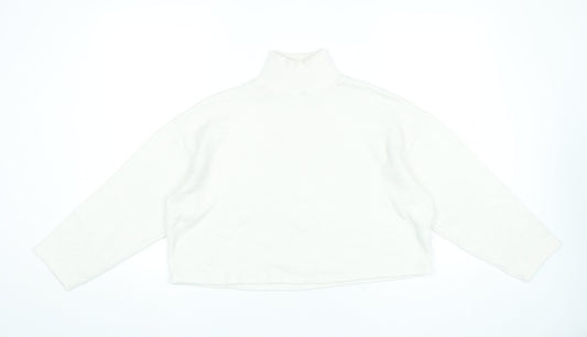Zara Women’s Ivory Roll Neck Knit Jumper Size M Long Sleeve