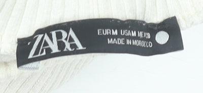 Zara Women’s Ivory Roll Neck Knit Jumper Size M Long Sleeve