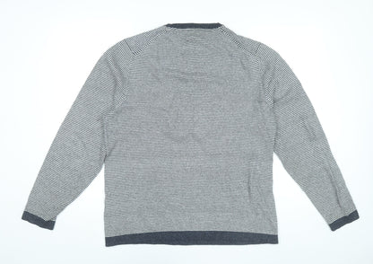 Marks and Spencer Men’s Grey Striped Cotton Linen Jumper L
