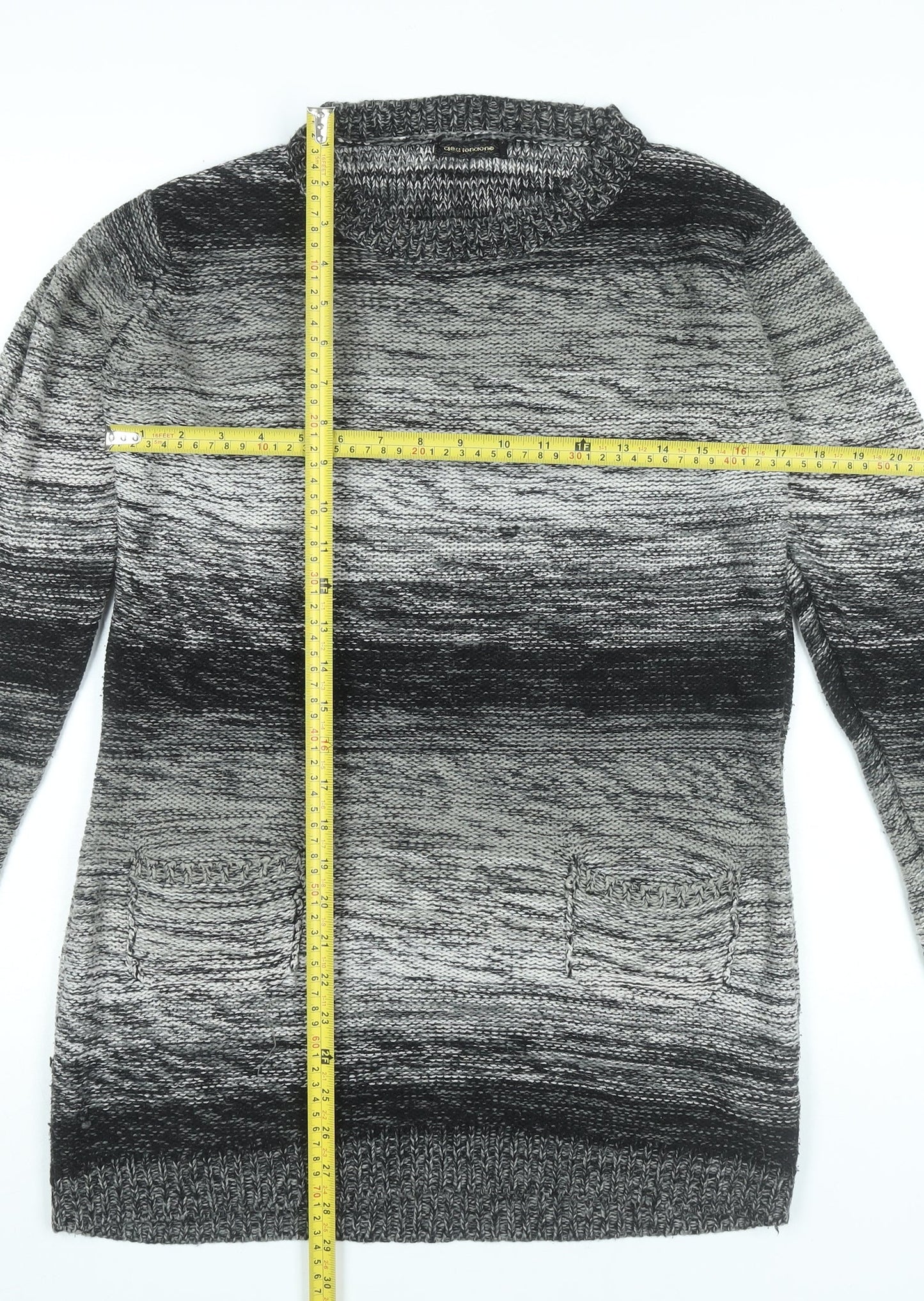 Dea London Womens Grey L Tunic Jumper Long Sleeve Knit Cowl Neck