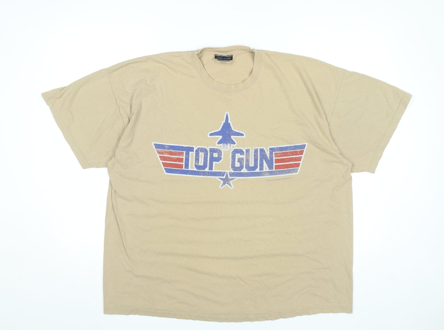 Top Gun Men’s Beige 2XL Movie Graphic T-Shirt Military Style