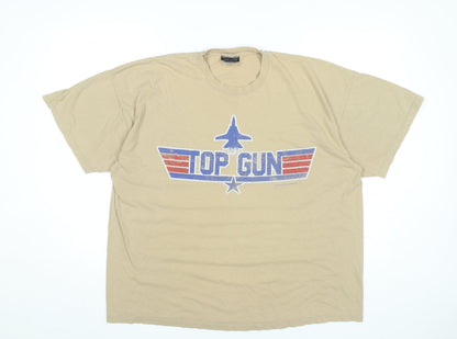 Top Gun Men’s Beige 2XL Movie Graphic T-Shirt Military Style