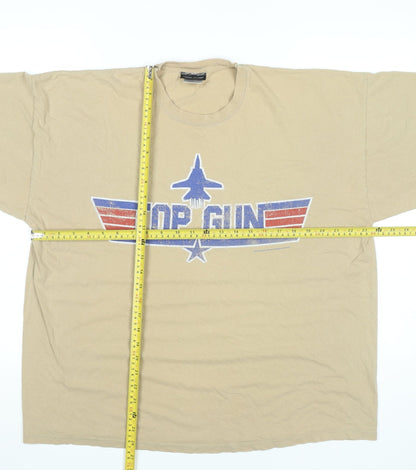 Top Gun Men’s Beige 2XL Movie Graphic T-Shirt Military Style