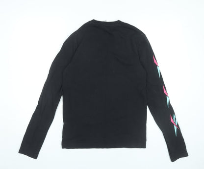 Reebok Womens Black XS Long Sleeve Crew Neck Cotton T-Shirt