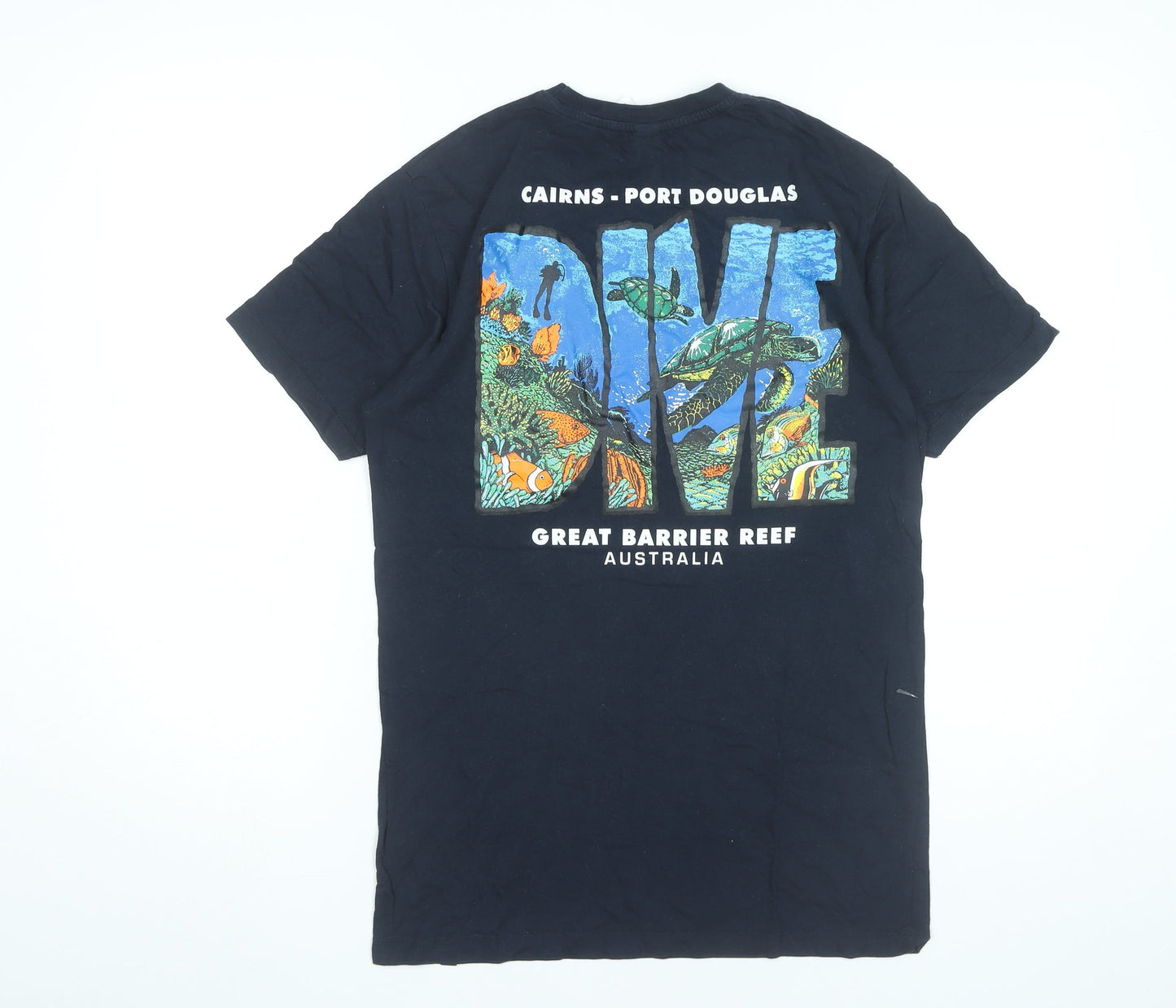 Gooses T-Shirts Men’s Black Small Great Barrier Reef Graphic Cotton Tee