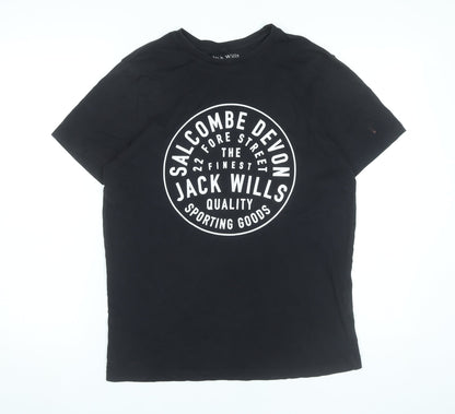 Jack Wills Mens XS Black Graphic Print T-Shirt Classic Fit