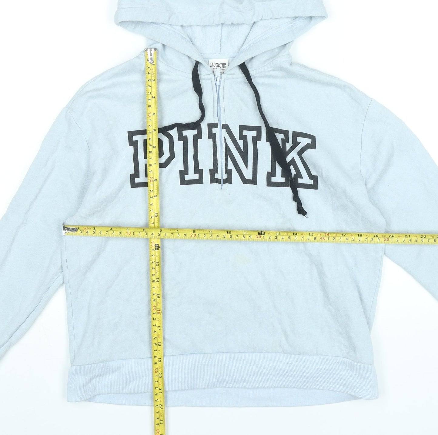 Victoria's Secret PINK Womens White XS Pullover Hoodie Logo Cotton Blend