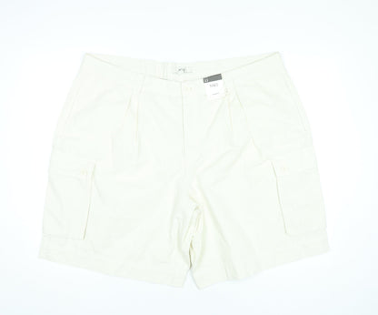 Marks and Spencer Womens Ivory Cargo Shorts Size 22 Cotton Summer