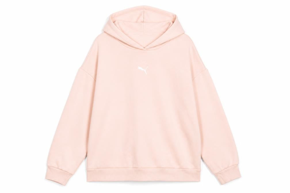 Front view of Puma girls’ pink hoodie teens uk 11-12y cotton blend pullover