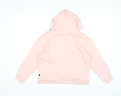 Puma Girls Pink Hoodie Teens UK 11-12Y Cotton Blend Pullover