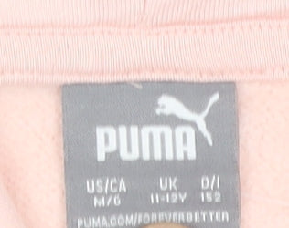 Puma Girls Pink Hoodie Teens UK 11-12Y Cotton Blend Pullover