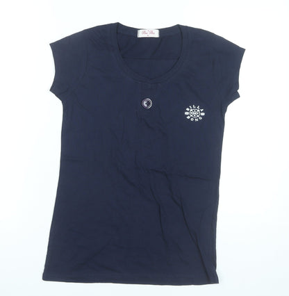Bee Bee Womens Blue XL Scoop Neck Short Sleeve Cotton T-Shirt