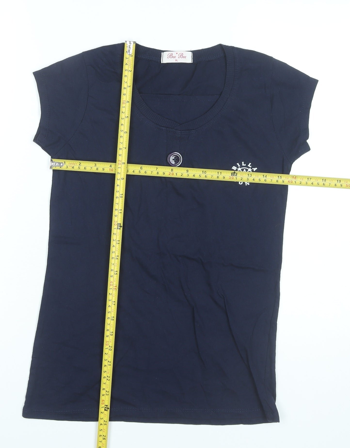 Bee Bee Womens Blue XL Scoop Neck Short Sleeve Cotton T-Shirt