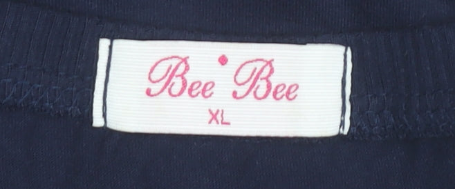 Bee Bee Womens Blue XL Scoop Neck Short Sleeve Cotton T-Shirt