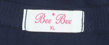 Bee Bee Womens Blue XL Scoop Neck Short Sleeve Cotton T-Shirt