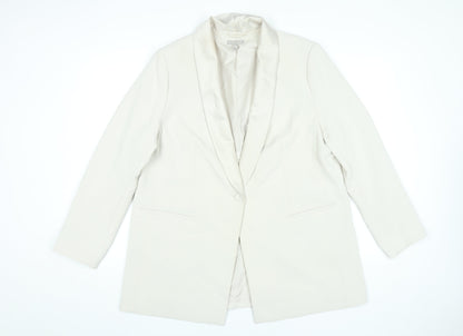 H&M Women Ivory Shawl Collar One Button Blazer Jacket L