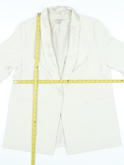 H&M Women Ivory Shawl Collar One Button Blazer Jacket L