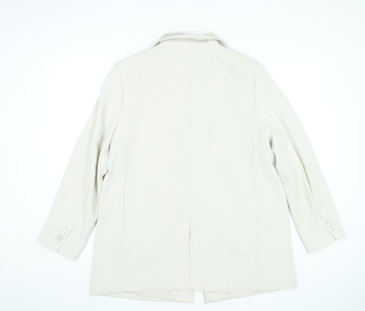 H&M Women Ivory Shawl Collar One Button Blazer Jacket L