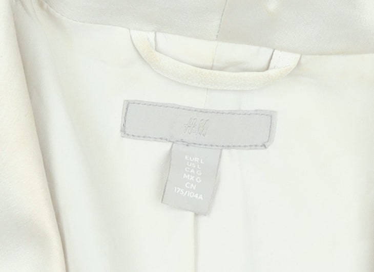 H&M Women Ivory Shawl Collar One Button Blazer Jacket L