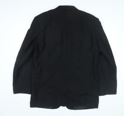 Tom English Mens Black Wool Blazer Jacket 40R Classic Formal