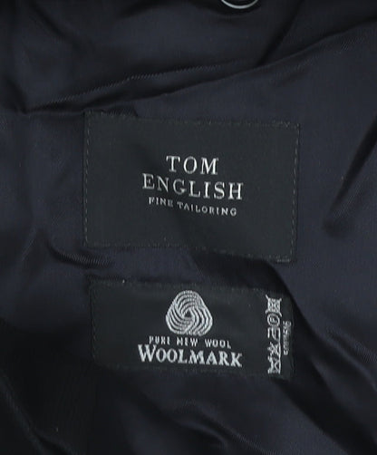 Tom English Mens Black Wool Blazer Jacket 40R Classic Formal