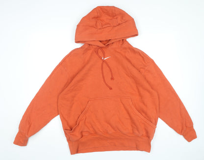Nike Women’s Orange Hoodie Small Pullover Cotton Blend Casual