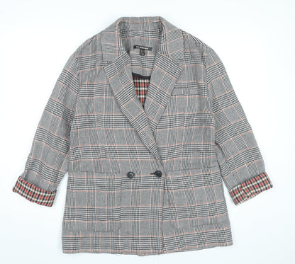 TRF Outerwear Womens Grey Checked Blazer Jacket Size 10 Workwear