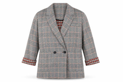TRF Outerwear Womens Grey Checked Blazer Jacket Size 10 Workwear