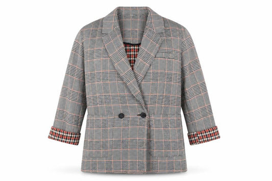 TRF Outerwear Womens Grey Checked Blazer Jacket Size 10 Workwear