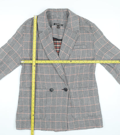 TRF Outerwear Womens Grey Checked Blazer Jacket Size 10 Workwear