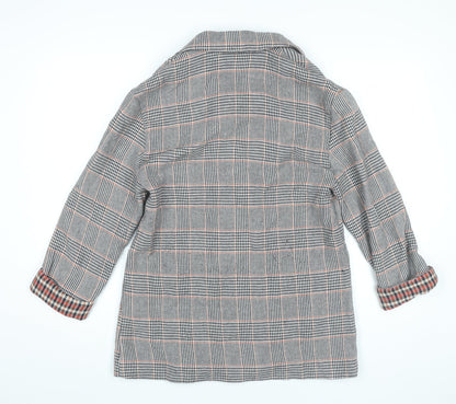 TRF Outerwear Womens Grey Checked Blazer Jacket Size 10 Workwear