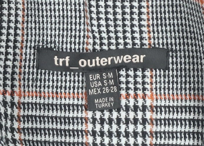 TRF Outerwear Womens Grey Checked Blazer Jacket Size 10 Workwear
