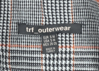 TRF Outerwear Womens Grey Checked Blazer Jacket Size 10 Workwear