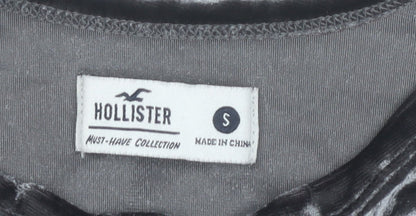 Hollister Women Grey Velvet Slim Fit Cropped Long Sleeve Top S