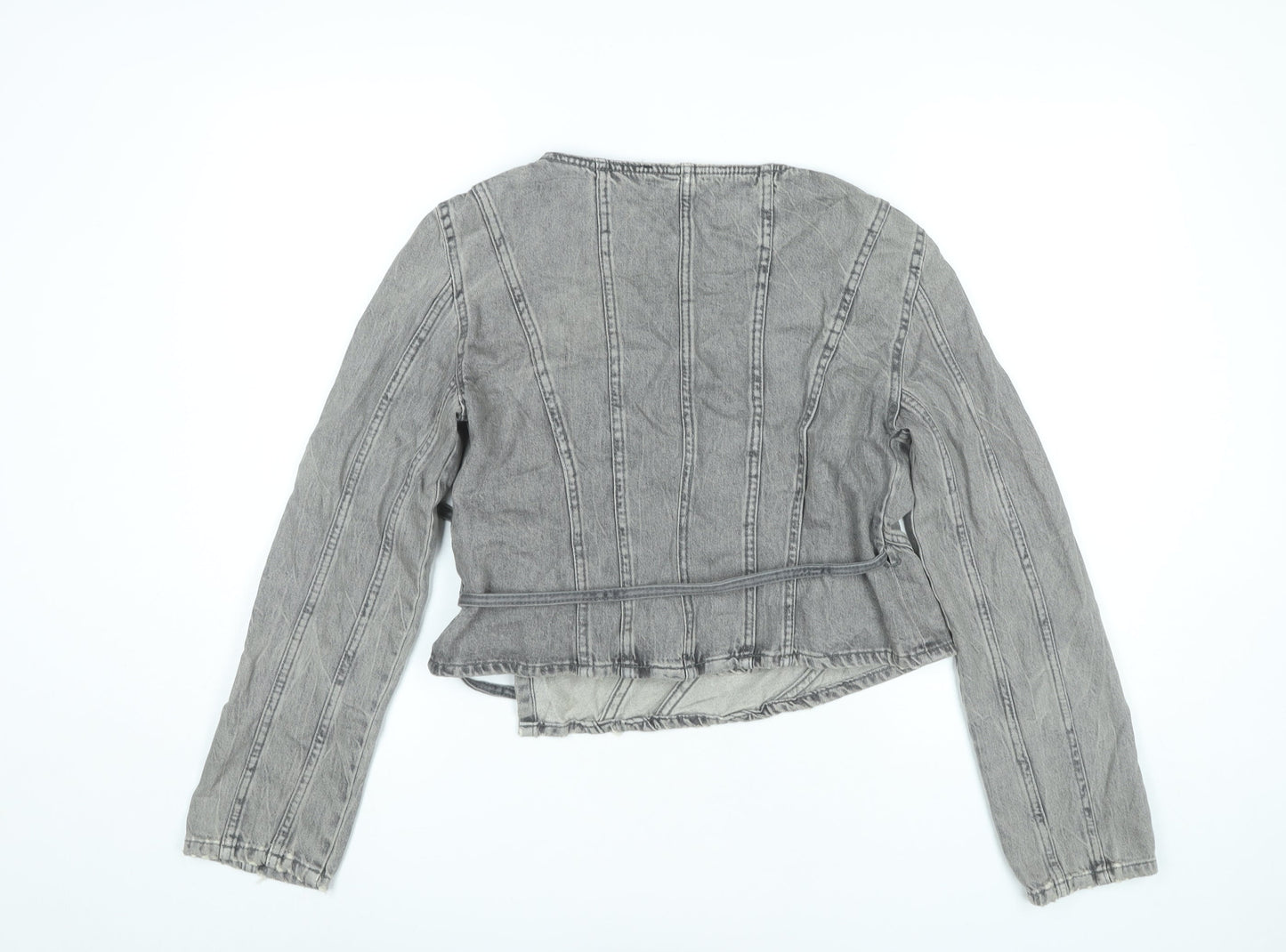 Womens UK Size 12 Zara Grey Wrap Blouse