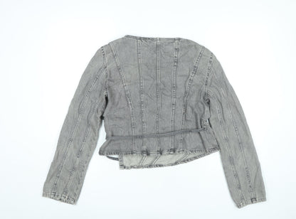 Womens UK Size 12 Zara Grey Wrap Blouse