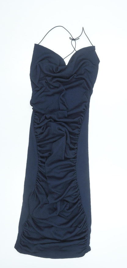 PrettyLittleThing Women’s Blue Ruched Bodycon Dress Size 6
