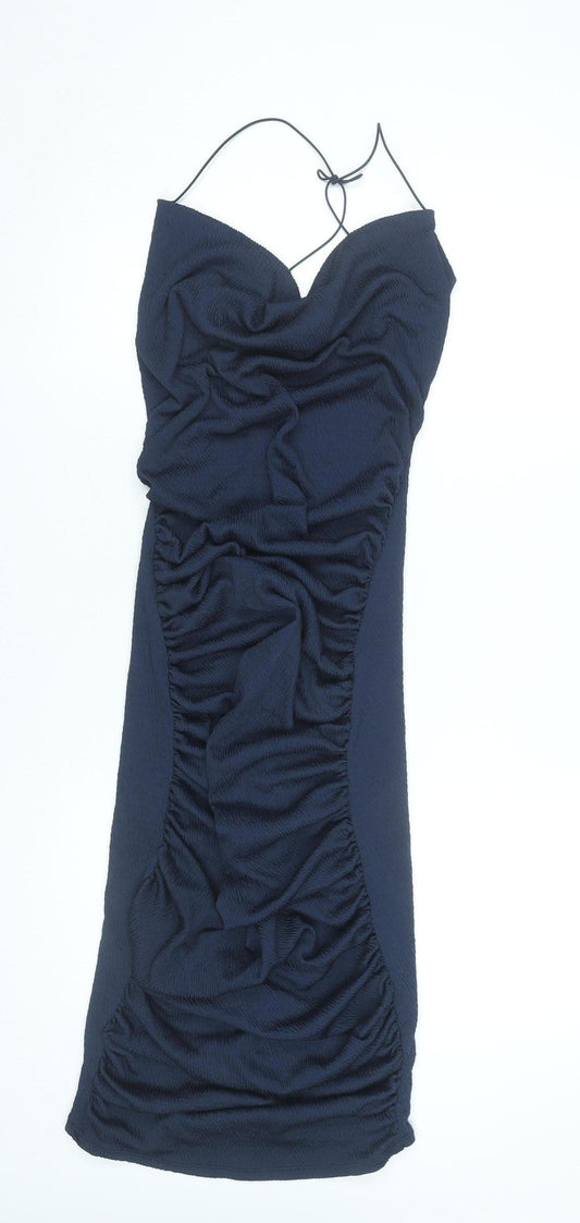 PrettyLittleThing Women’s Blue Ruched Bodycon Dress Size 6